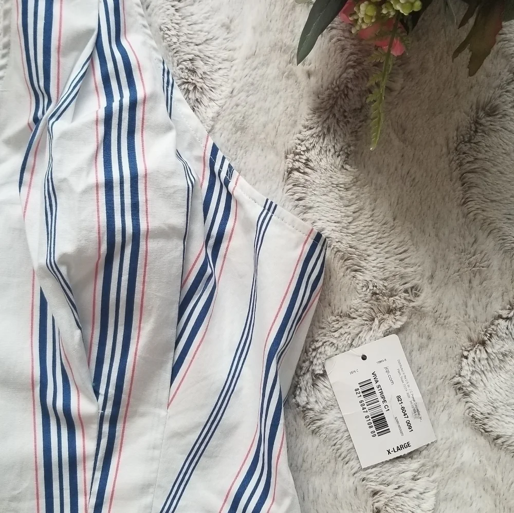 Belle Sky White Vertical Blue Viva Stripe‎ Band XL